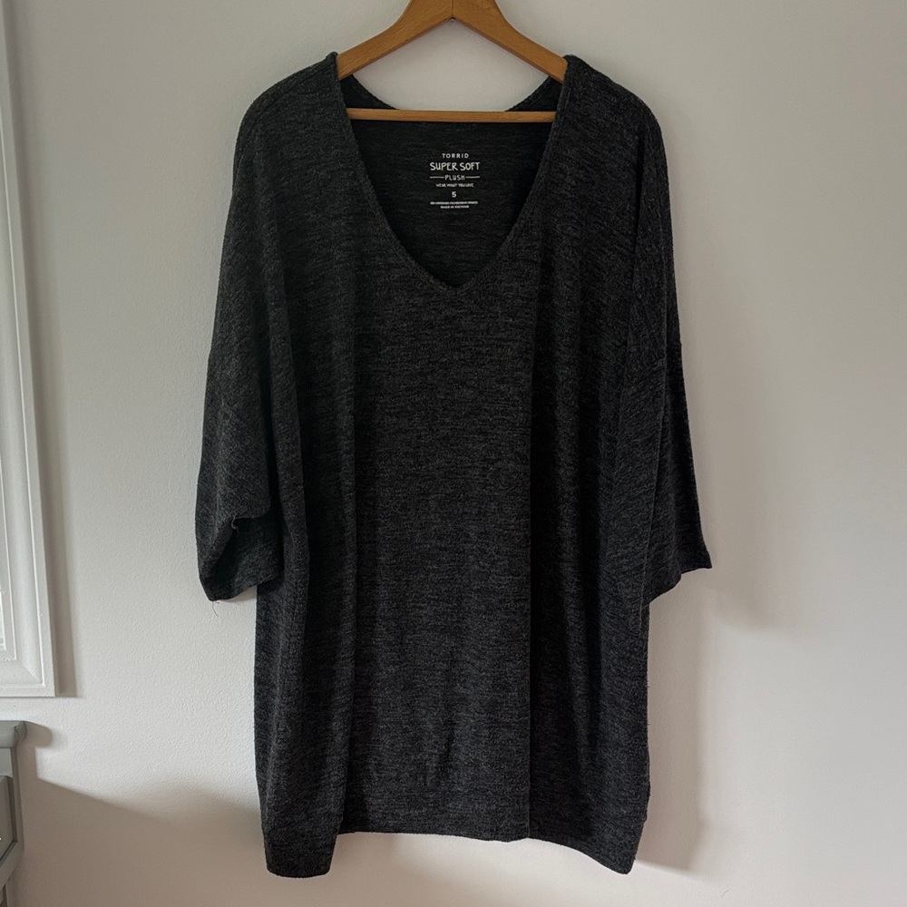Torrid Gray Super Soft Plush V-Neck Top